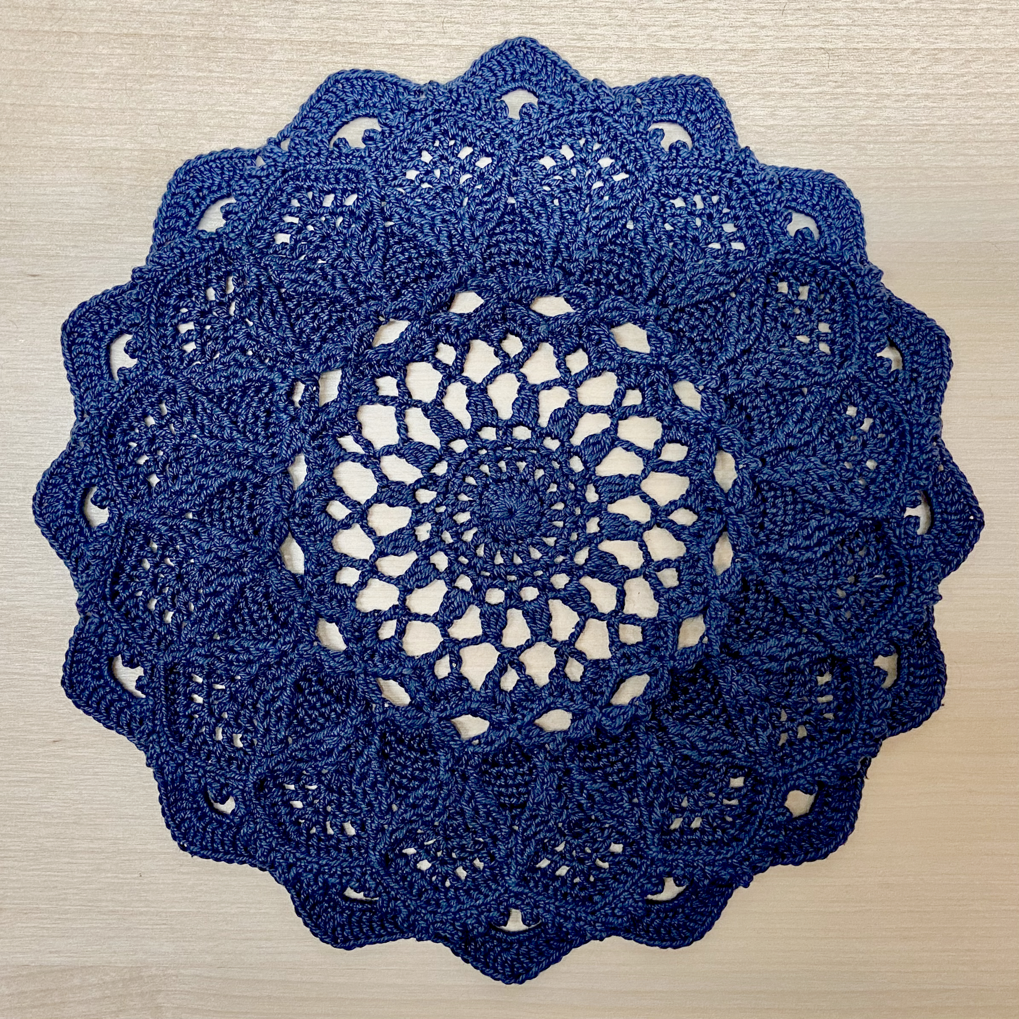 dark blue doily